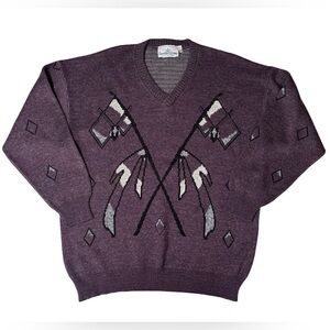 Vintage Ouragan Clothing Men’s Purple V Neck Abstract Sweater Size XLT Canada